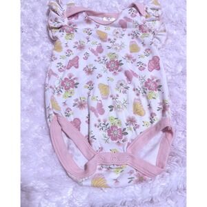 Little Beginnings 6-9‎ Months Floral Butterfly Ruffle Sleeve Bodysuit